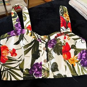 Forever 21 Tropical Flowers/Plants crop top